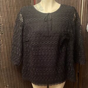 Talbots Elegant Black Lace Blouse